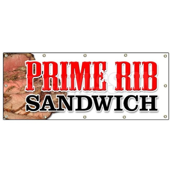 PRIME RIB SANDWICH BANNER SIGN usda roasted roast beef french dip